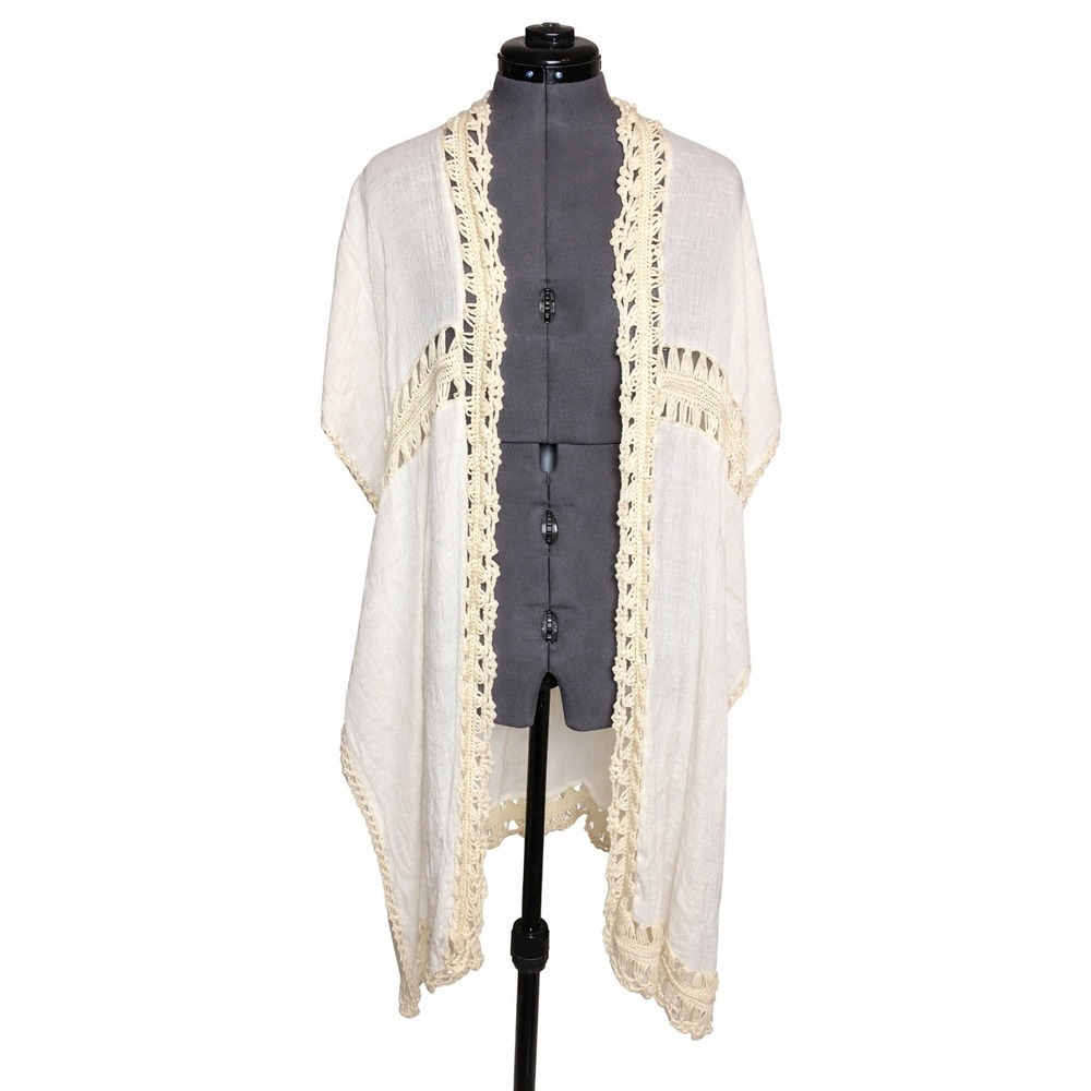 Altar'd‎ State Boho Crochet Lace Kimono Cardigan Ivory Festival M - Picture 2 of 13
